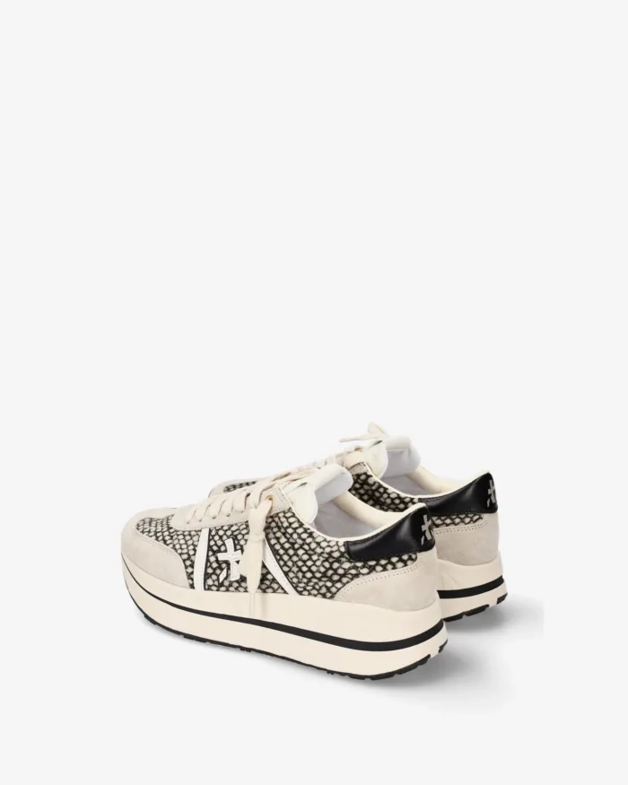 Sneakers Premiata Donna in Camoscio Beige e Dettagli Pitonati art. Bethcoin 8501, foto 5 di 5