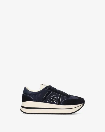 Sneakers Premiata Donna in Cavallino e Nylon Blu art. Bethcoin 8506