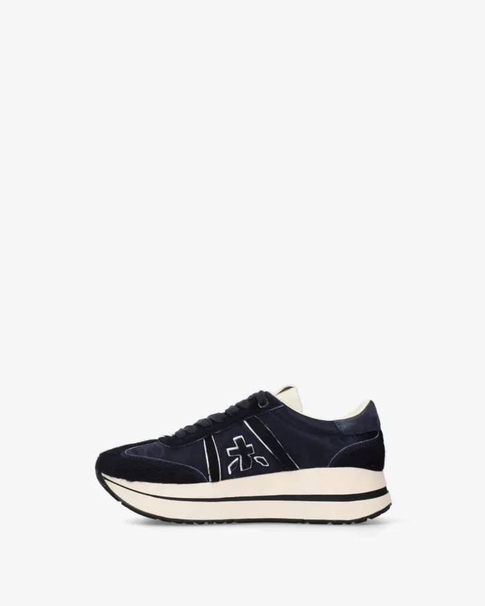 Sneakers Premiata Donna in Cavallino e Nylon Blu art. Bethcoin 8506, foto 3 di 5