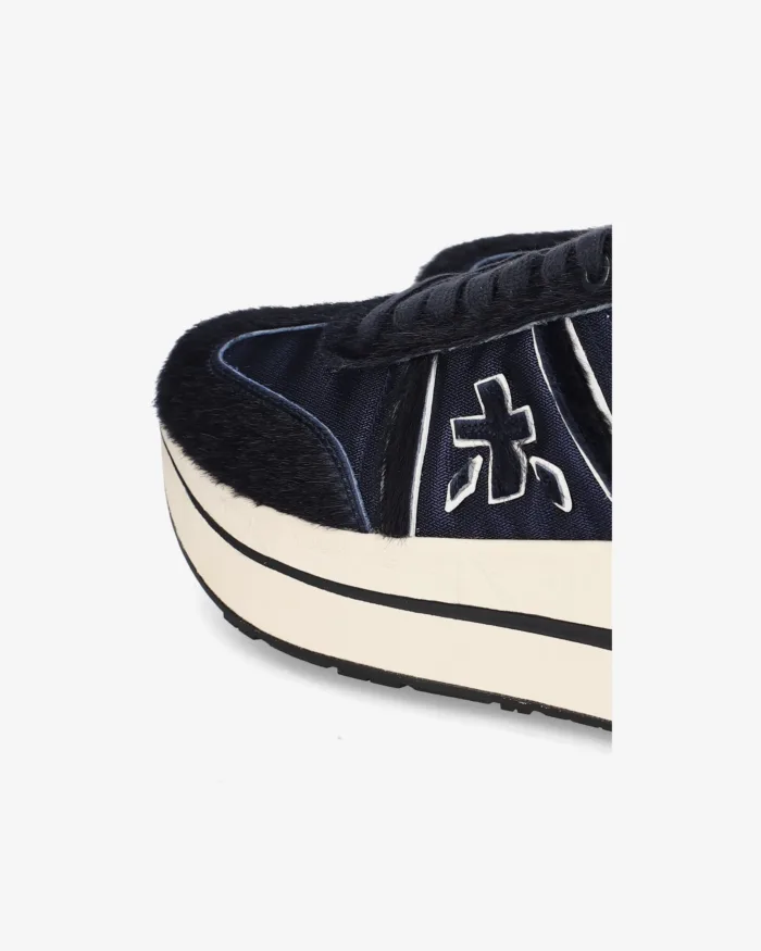 Sneakers Premiata Donna in Cavallino e Nylon Blu art. Bethcoin 8506, foto 4 di 5