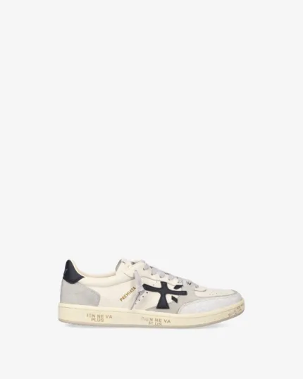 Sneakers Premiata Uomo in Pelle Avorio e Camoscio Beige art. BSKTCLAY 7262