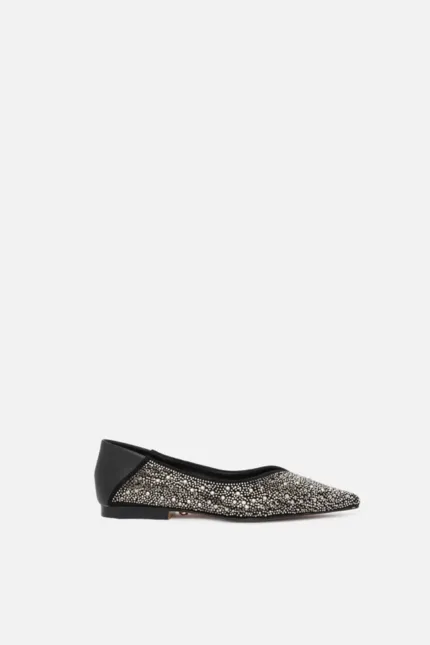 Ballerine Twentyfourhaitch in Pelle Nera e Strass art. Celyne Nero-Argento