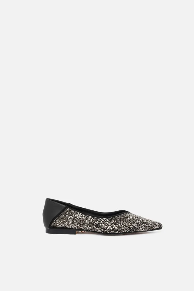 Ballerine Twentyfourhaitch in Pelle Nera e Strass art. Celyne Nero-Argento, foto 1 di 4