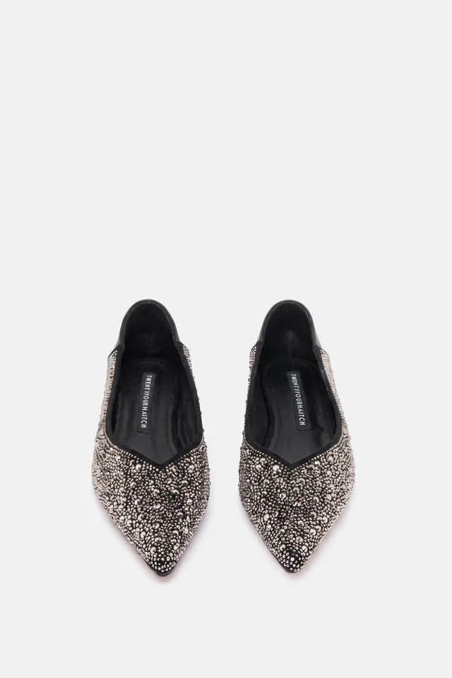 Ballerine Twentyfourhaitch in Pelle Nera e Strass art. Celyne Nero-Argento, foto 2 di 4