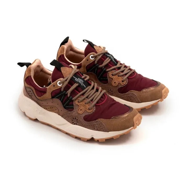 Sneakers Flower Mountain Donna in Camoscio Cuoio e Nylon Bordeaux art. Yamano 3 Uni 2D43 Bordeaux Bronze, foto 3 di 5