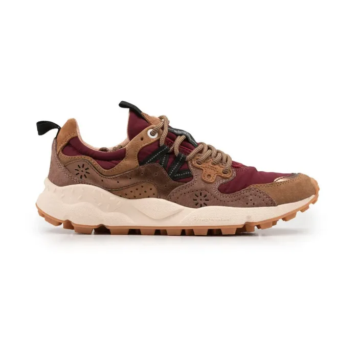 Sneakers Flower Mountain Donna in Camoscio Cuoio e Nylon Bordeaux art. Yamano 3 Uni 2D43 Bordeaux Bronze, foto 1 di 5