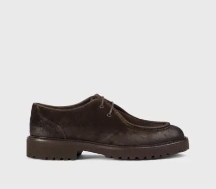 Stringata Derby a Due Fori Uomo Doucal's In Suede Marrone "Terre" con Fondo Gomma Art. DU2737PHILUF205TM23