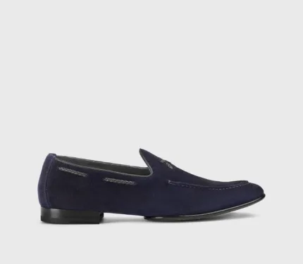 Mocassino Uomo Doucal's In Camoscio Blu con Fondo Cuoio e Lacci Intrecciati Art. DU3521TAORUZ274NB22