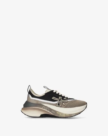 Sneakers Premiata Donna in Nylon Nero e Oro art. Hill 8586