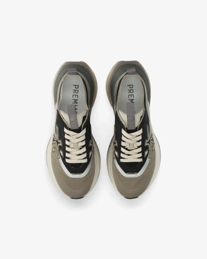 Sneakers Premiata Donna in Nylon Nero e Oro art. Hill 8586, foto 4 di 5