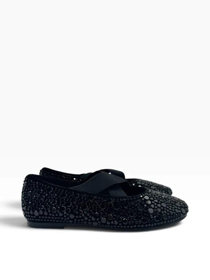Ballerine Twentyfourhaitch in Camoscio Nero e Strass art. Aevi Nero-Nero, foto 1 di 5
