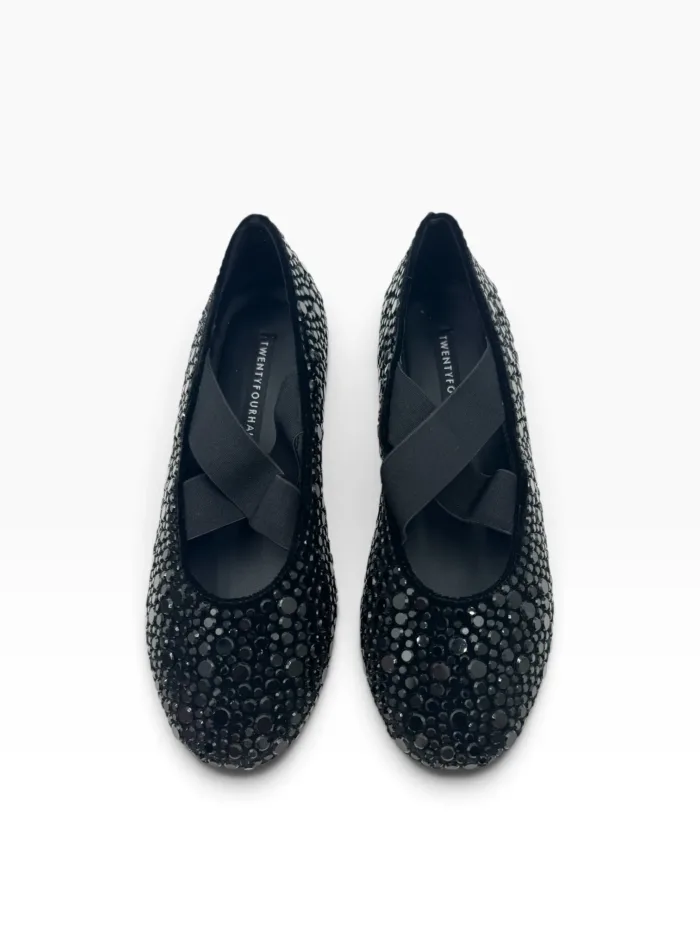 Ballerine Twentyfourhaitch in Camoscio Nero e Strass art. Aevi Nero-Nero, foto 5 di 5