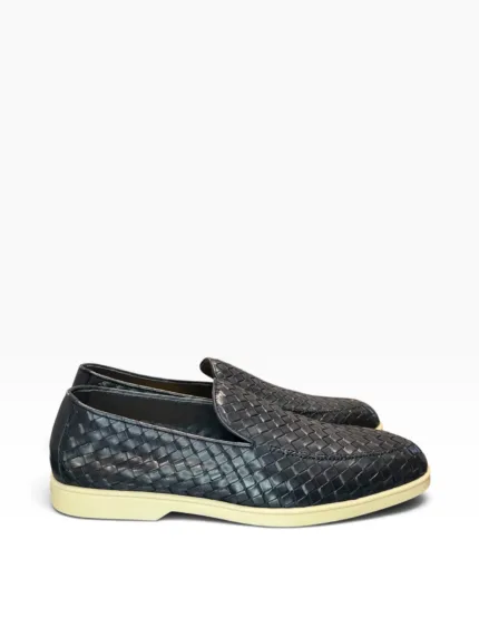 Mocassino Uomo Doucal's In Pelle Blu Intrecciata con Fondo Gomma Bianco Art. DU3416NWMAUY195GB00