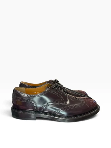 Stringata Derby Brogue Doucal's Uomo in Vitello Spazzolato Bordeaux Fondo Cuoio art. DU1367SIEWUF007TL01