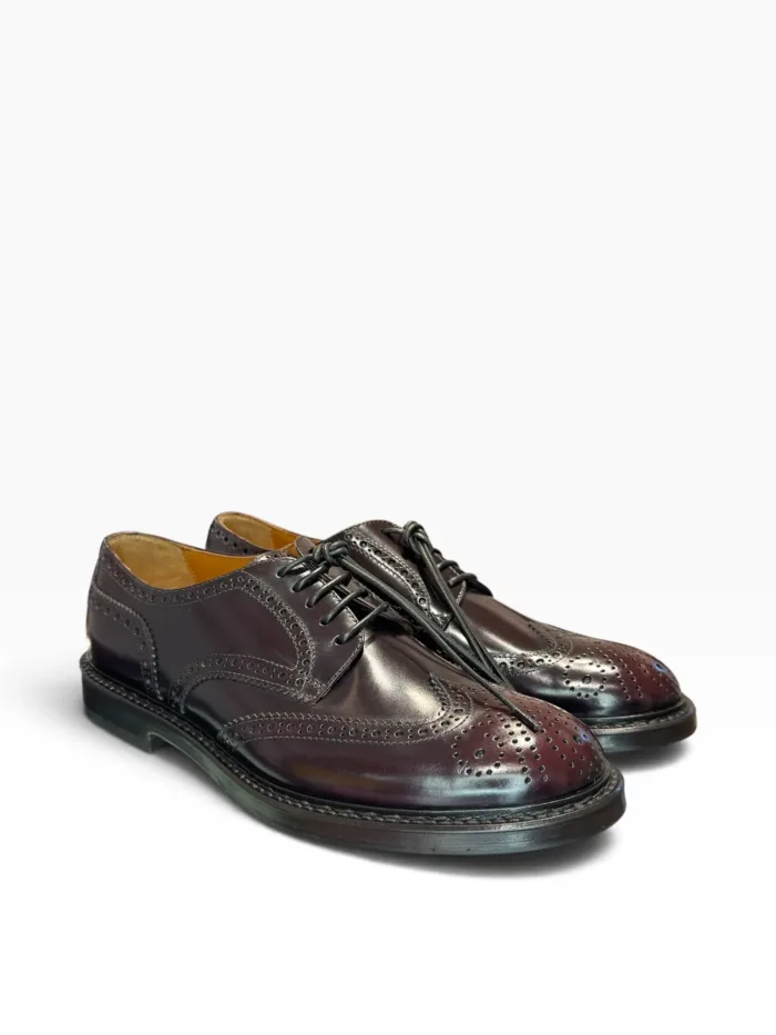 Stringata Derby Brogue Doucal's Uomo in Vitello Spazzolato Bordeaux Fondo Cuoio art. DU1367SIEWUF007TL01, foto 2 di 4
