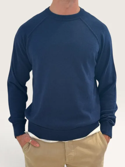 Felpa In Maglia Girocollo Filippo De Laurentiis in Misto Lana Cashmere Blu art. GC1MLR2A WC12R 880