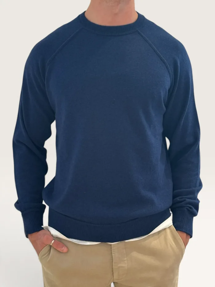 Felpa In Maglia Girocollo Filippo De Laurentiis in Misto Lana Cashmere Blu art. GC1MLR2A WC12R 880, foto 1 di 2