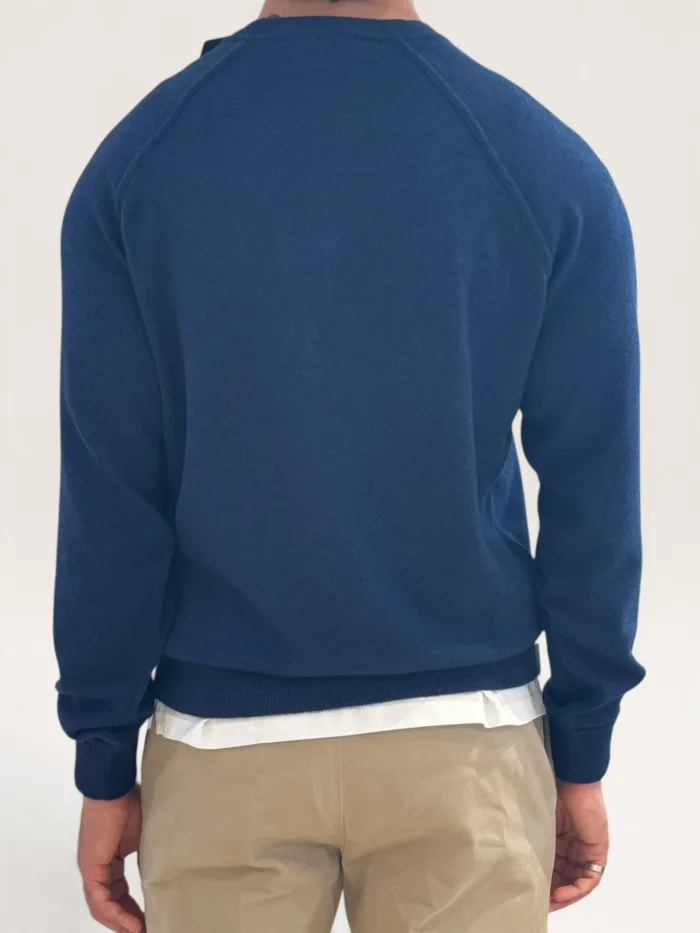 Felpa In Maglia Girocollo Filippo De Laurentiis in Misto Lana Cashmere Blu art. GC1MLR2A WC12R 880, foto 2 di 2