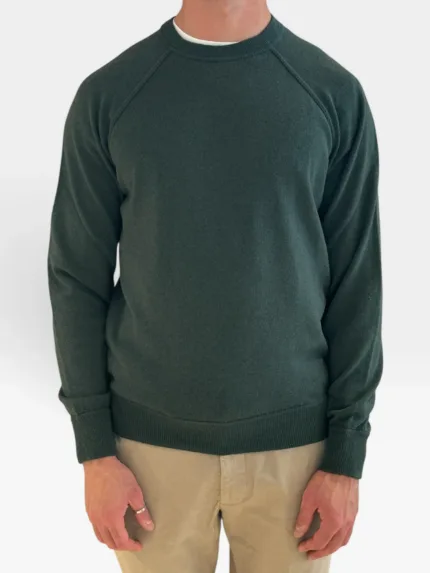 Felpa In Maglia Girocollo Filippo De Laurentiis in Misto Lana Cashmere Verde Bottiglia art. GC1MLR2A WC12R 680