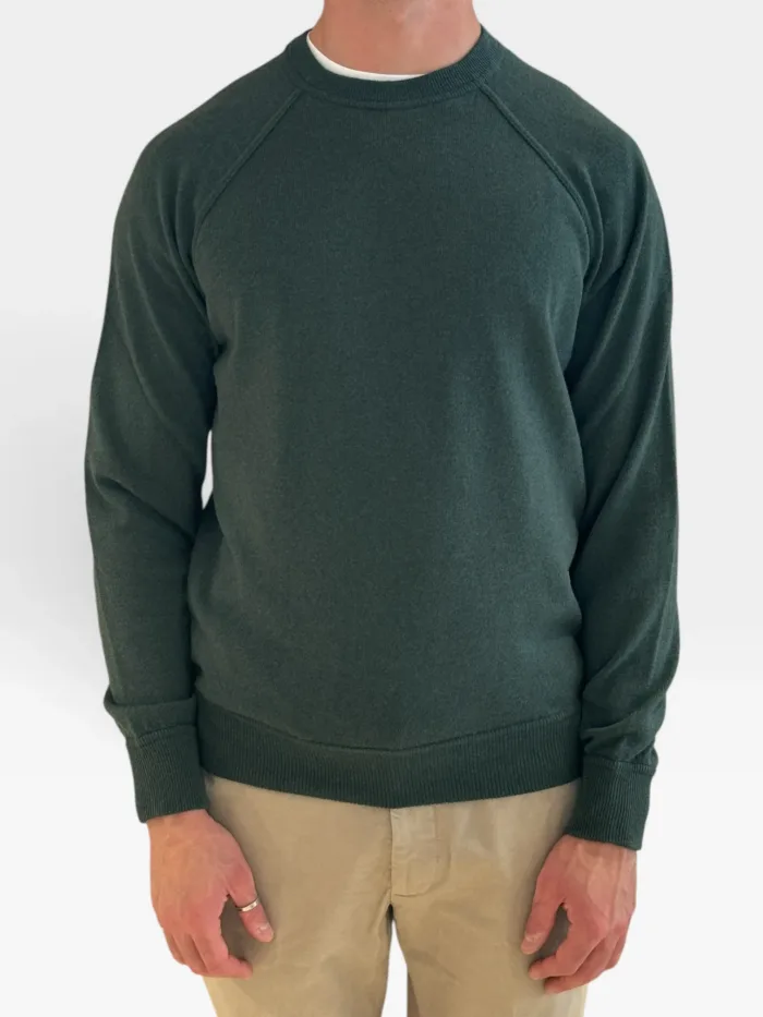 Felpa In Maglia Girocollo Filippo De Laurentiis in Misto Lana Cashmere Verde Bottiglia art. GC1MLR2A WC12R 680, foto 1 di 2
