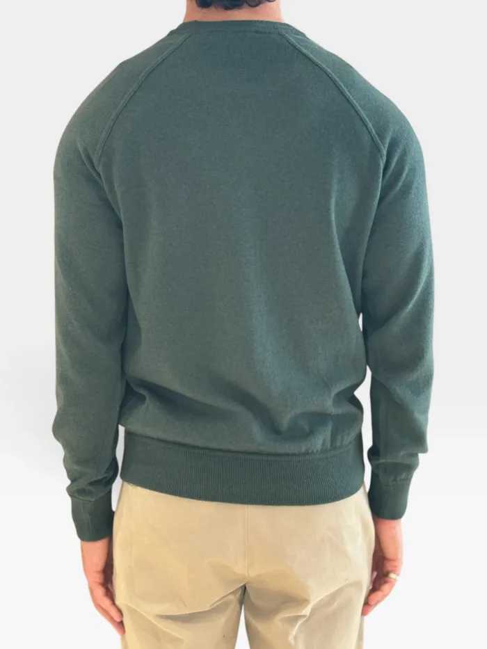 Felpa In Maglia Girocollo Filippo De Laurentiis in Misto Lana Cashmere Verde Bottiglia art. GC1MLR2A WC12R 680, foto 2 di 2