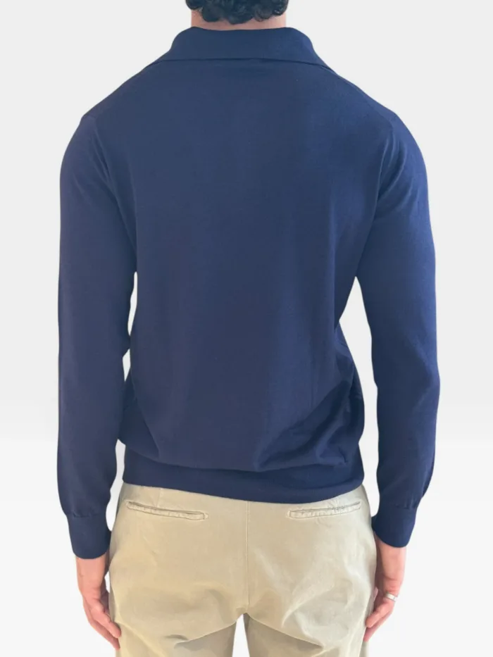 Polo Manica Lunga Con Bottoni Della Ciana in Seta e Cashmere Blu Art. DC2-14015 570 BLU ROYAL, foto 2 di 2