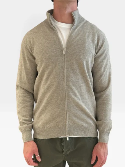 Cardigan Full Zip Filippo De Laurentiis in Misto Lana Cashmere Beige Art. FZ1ML WC12R 061 Sabbia