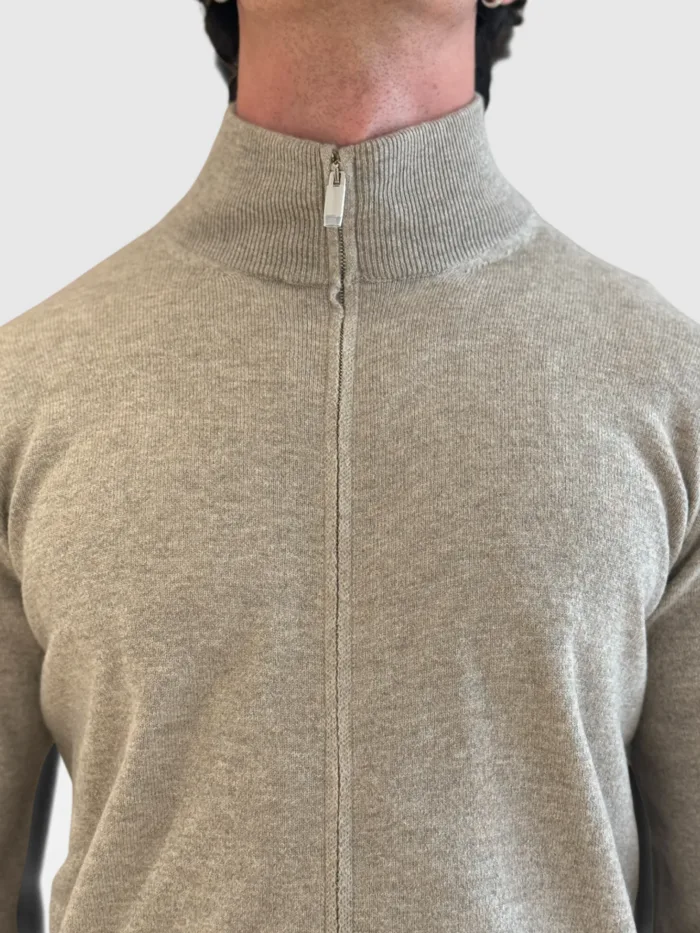 Cardigan Full Zip Filippo De Laurentiis in Misto Lana Cashmere Beige Art. FZ1ML WC12R 061 Sabbia, foto 3 di 3
