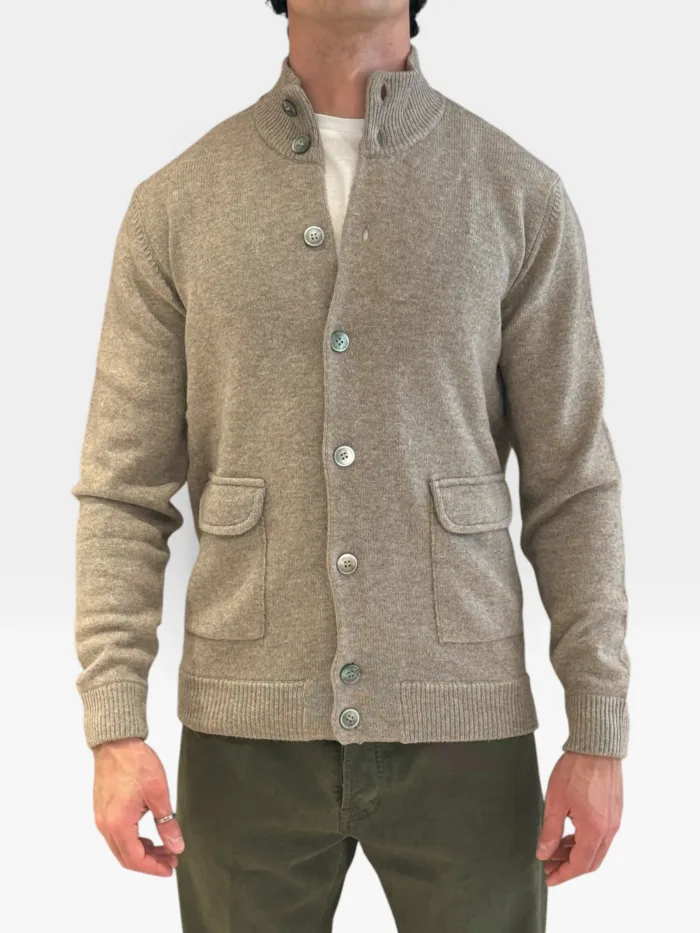 Cardigan Blouson Tortora Della Ciana in Misto Cashmere art. DC2-18356 245 TORTORA, foto 1 di 2