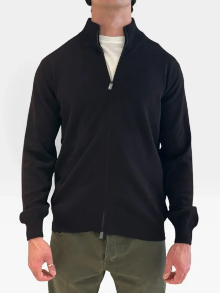 Cardigan Full Zip Filippo De Laurentiis in Misto Lana Cashmere Testa di Moro Art. FZ1ML WC12R 289 Caffe'