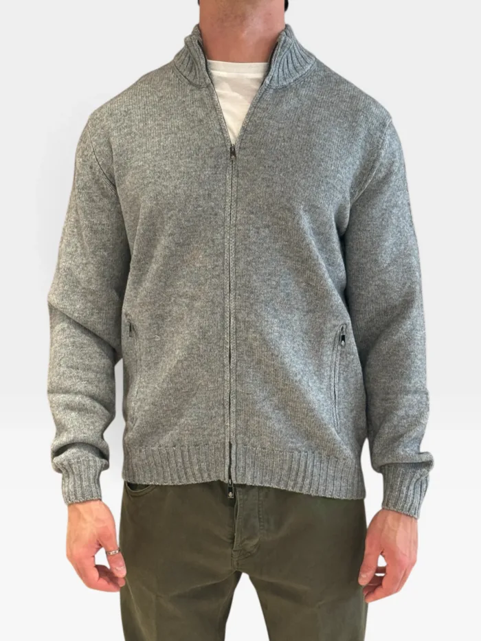 Cardigan Full Zip Della Ciana Misto Cashmere Grigio Medio art. DC2-18596 971 GRIGIO MEDIO, foto 1 di 2