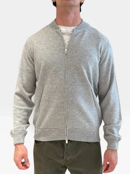 Blouson Full Zip Filippo De Laurentiis in Misto Cashmere Grigio art. BZ1ML3AT WC12F 900