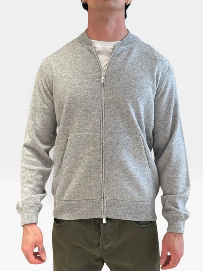 Blouson Full Zip Filippo De Laurentiis in Misto Cashmere Grigio art. BZ1ML3AT WC12F 900, foto 1 di 2