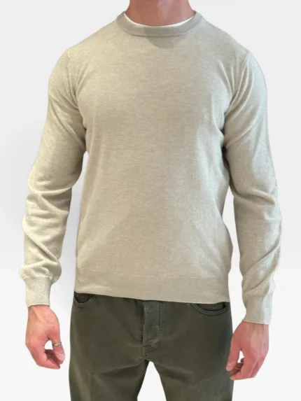Maglione Girocollo Filippo De Laurentiis in Misto Lana Cashmere Beige Chiaro art. GC1ML WC12R 040
