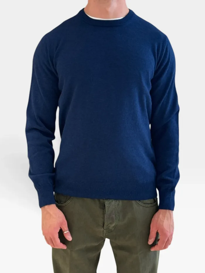 Maglione Girocollo Filippo De Laurentiis in Misto Lana Cashmere Blu art. GC1ML WC12R 880, foto 1 di 2