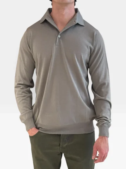 Polo In Maglia Filippo De Laurentiis in Pura Lana Merino Tortora Fango art. PL1MLPAR RM16R 922