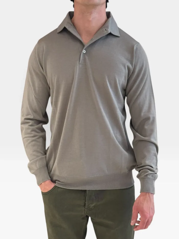Polo In Maglia Filippo De Laurentiis in Pura Lana Merino Tortora Fango art. PL1MLPAR RM16R 922, foto 1 di 2