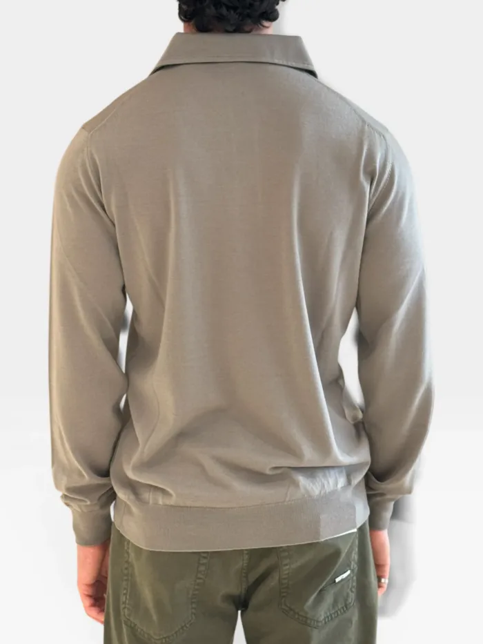 Polo In Maglia Filippo De Laurentiis in Pura Lana Merino Tortora Fango art. PL1MLPAR RM16R 922, foto 2 di 2