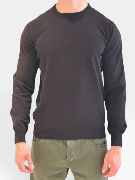 Maglione Girocollo Filippo De Laurentiis in Misto Lana Cashmere Testa di Moro art. GC1ML WC12R 289