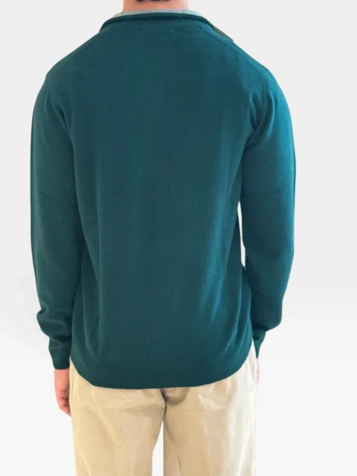 Cardigan Full Zip Della Ciana in Misto Cashmere Verde Scuro Art. DC2-18039 690 FORESTA, foto 2 di 2