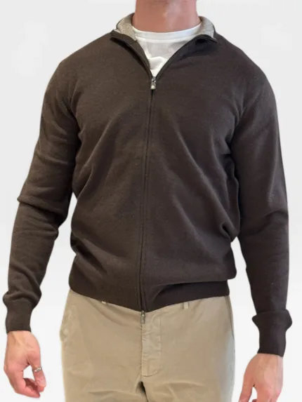 Cardigan Full Zip Della Ciana in Misto Cashmere Testa di Moro Art. DC2-18039 270 MORO