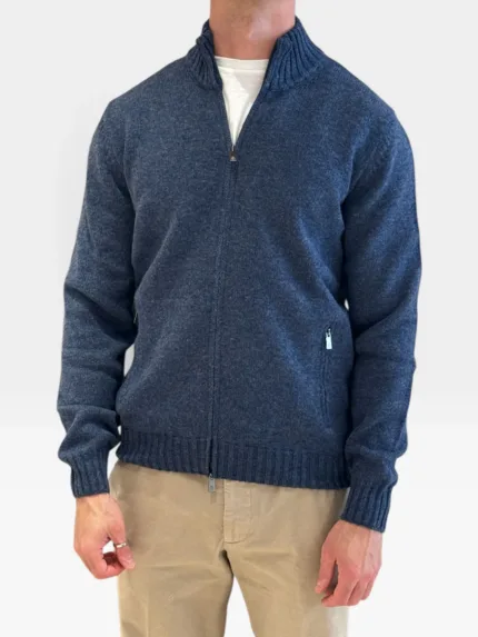 Cardigan Full Zip Della Ciana Misto Cashmere Blu Jeans art. DC2-18596 520 Jeans