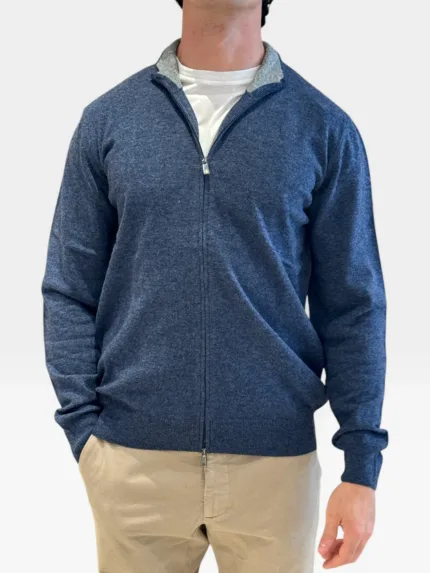Cardigan Full Zip Della Ciana in Misto Cashmere Ble Jeans Art. DC2-18039 520 JEANS