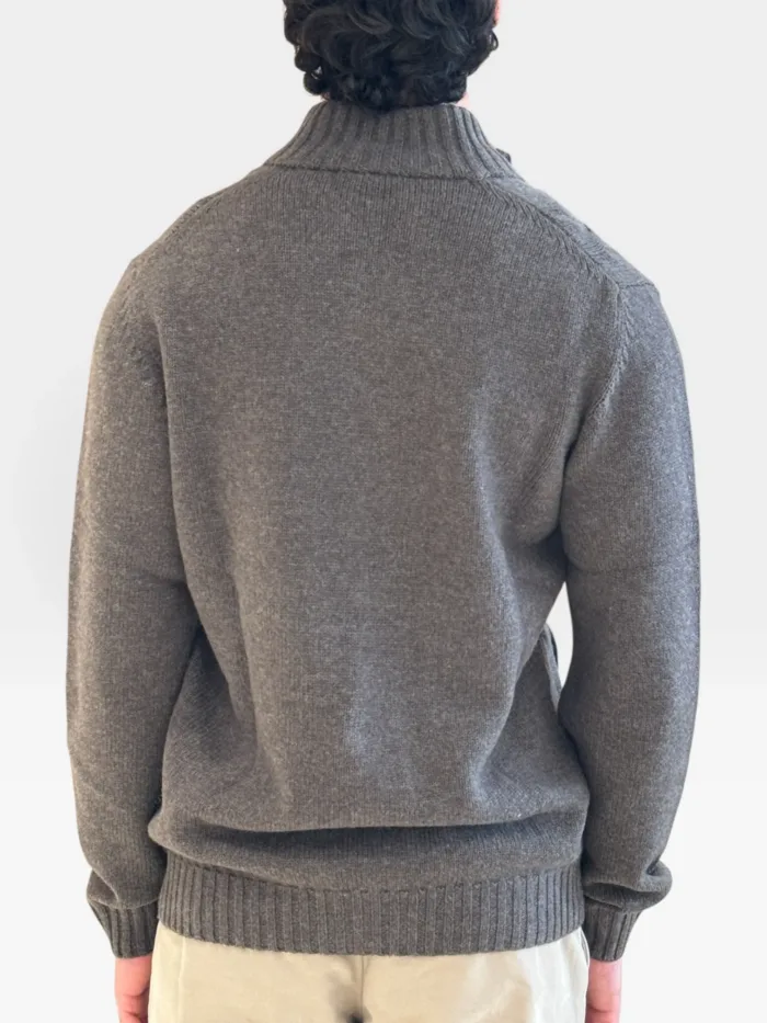 Cardigan Bluson Marrone Scuro Della Ciana in Misto Lana Cashmere Con Trecce art. DC2-18566 225 LEGNO, foto 2 di 2
