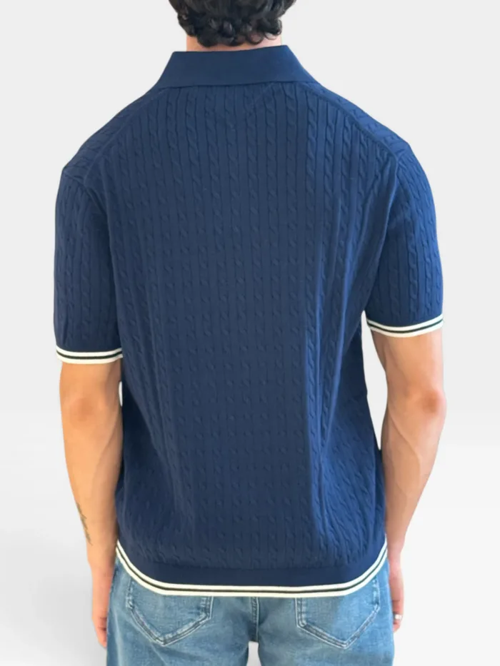 Polo Manica Corta In Cotone a Treccia Regular Fit Uomo Tommy Hilfiger Blu art. MW0MW40701 DCC, foto 3 di 3