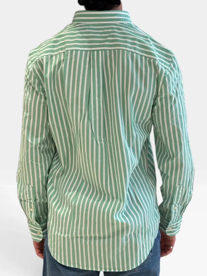 Camicia In Cotone Regular Fit Uomo Tommy Hilfiger Bacchettato Verde e Bianco art. MW0MW43315 0CD, foto 2 di 2
