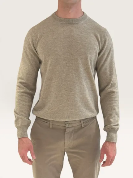Maglione Girocollo Filippo De Laurentiis in Pura Lana Cashmere Beige Lino art. GC1MLD CA12R 931