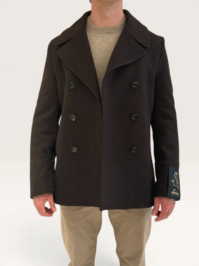 Giaccone Peacoat Sealup Amalfi Testa di Moro in Misto Cashmere art. 500094 7627 Col 29, foto 1 di 3