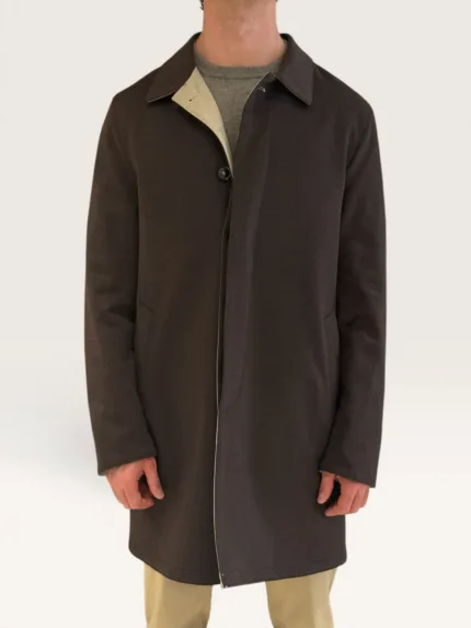 Cappottino Reversibile Double Face Uomo Richard Smith in Nylon Olmetex Beige Nocciola e Puro Cashmere Testa di Moro Art Apollo