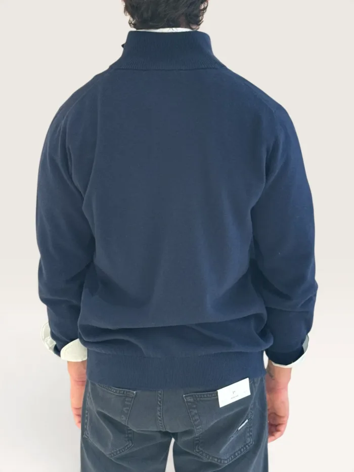 Cardigan Bluson Filippo De Laurentiis in Misto Lana Cashmere Finezza 12 Blu art. BB1MLT WC12R 891, foto 3 di 3